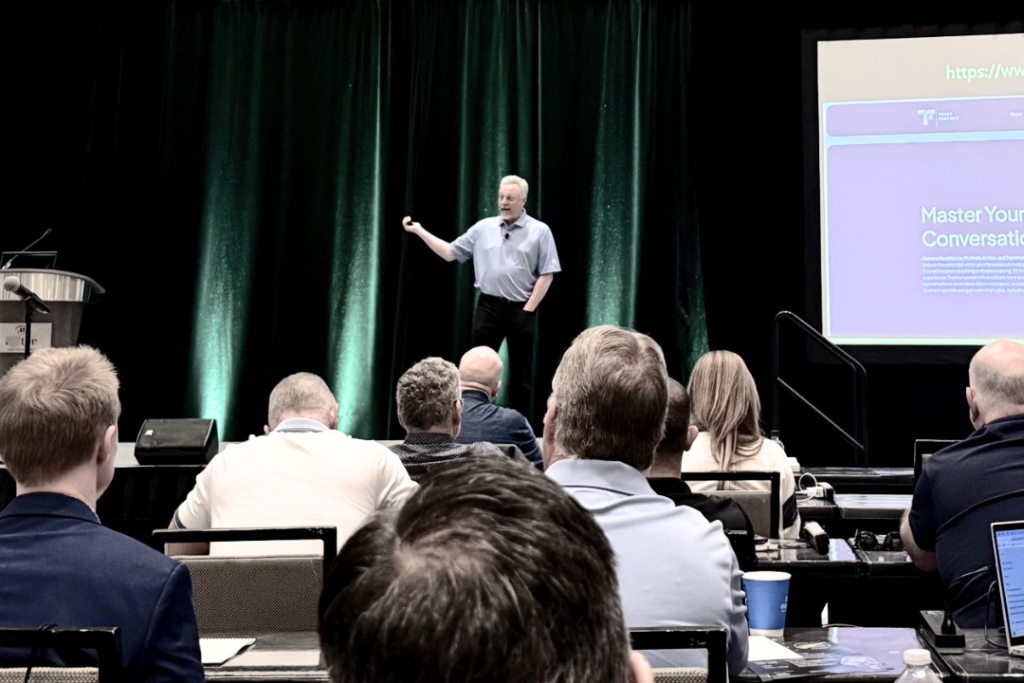 Trent Fortner speaking to a group of financial professionals during a live workshop